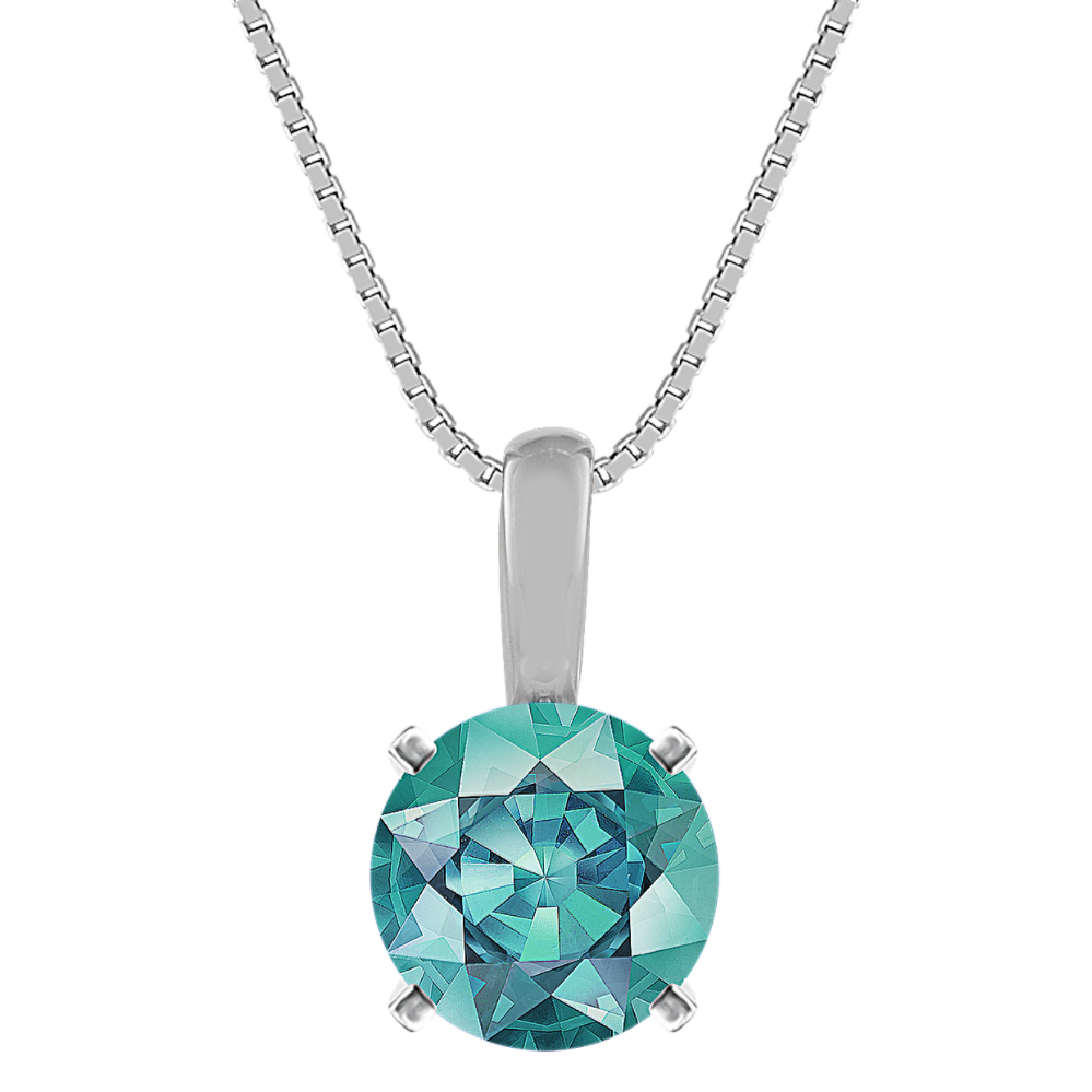 Pick-Your-Gem Solitaire Pendant in 14K White Gold (18 in)