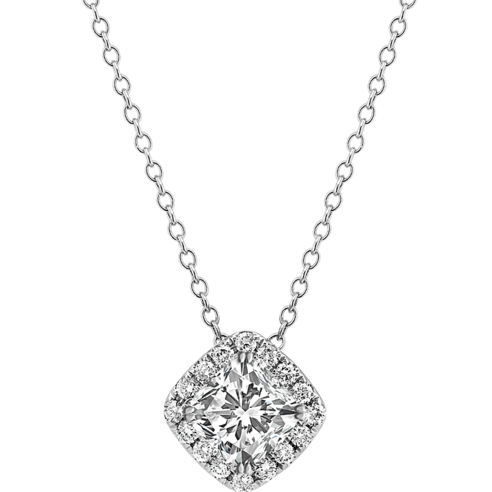 Pick-Your-Gem Halo Pendant (5mm Cushion Cut)