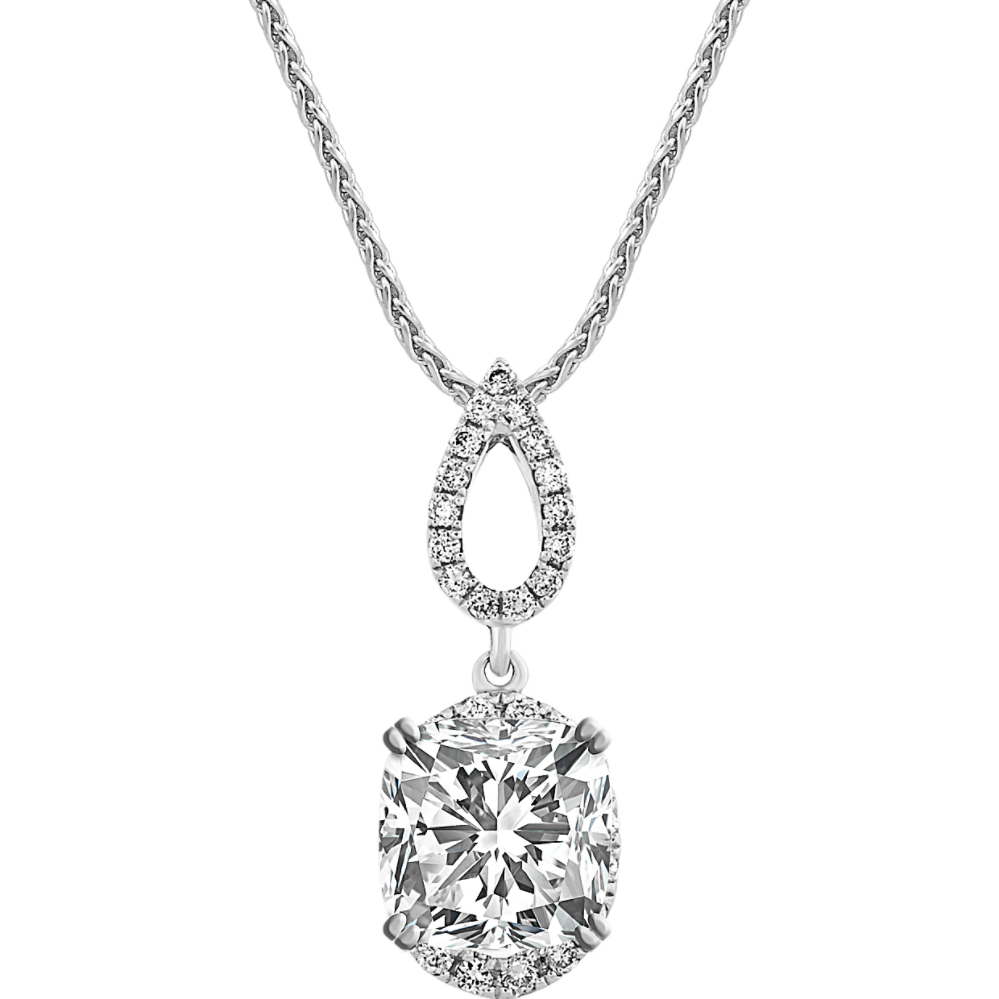 Valora Diamond Dangle Pendant in 14K White Gold (22'')