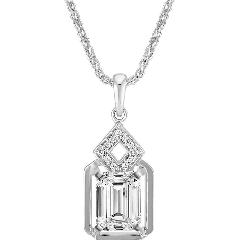 Rectangle and Diamond Shaped Pendant for Emerald Cut Gemstone (22 in)