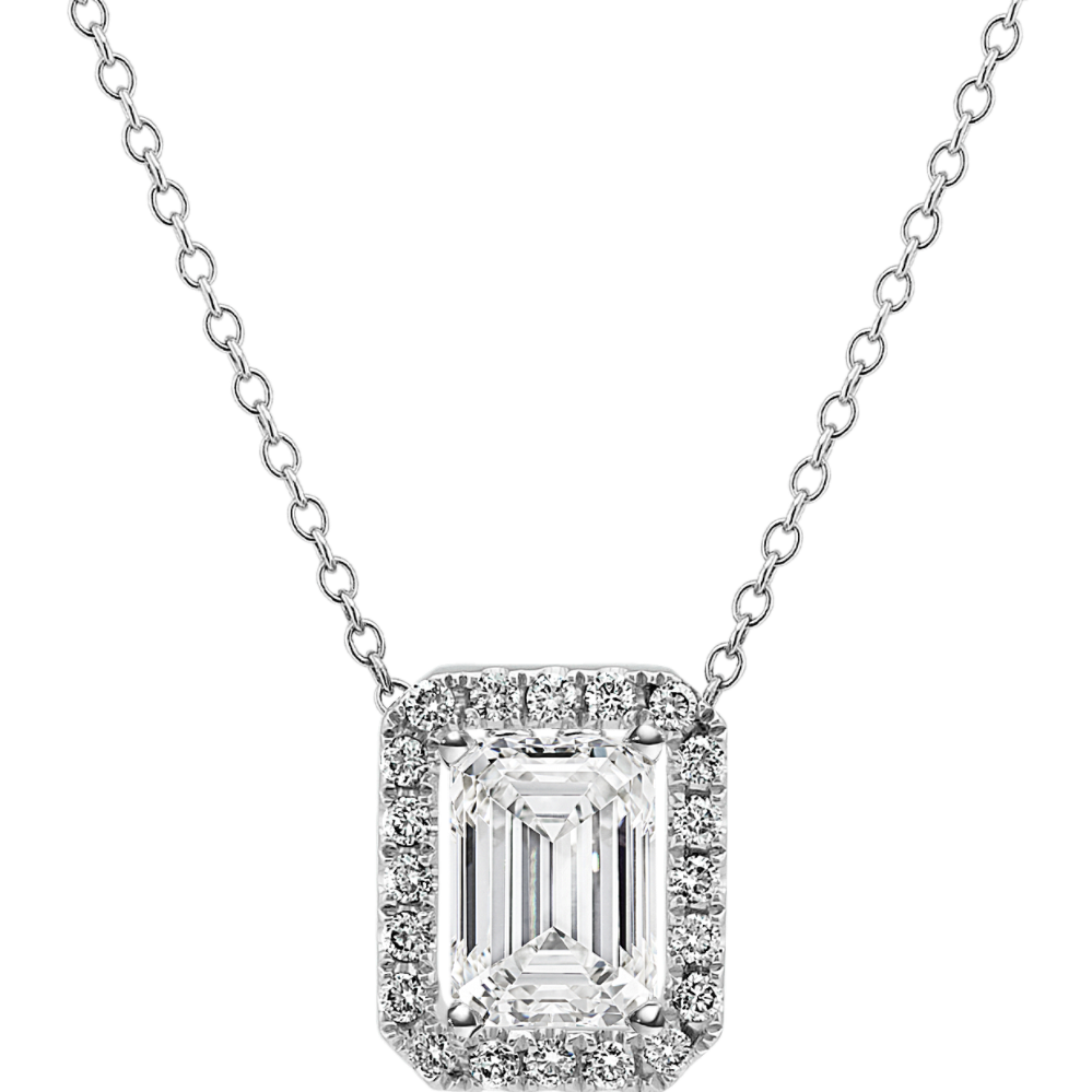 Emerald Shaped Diamond Pendant (22'')