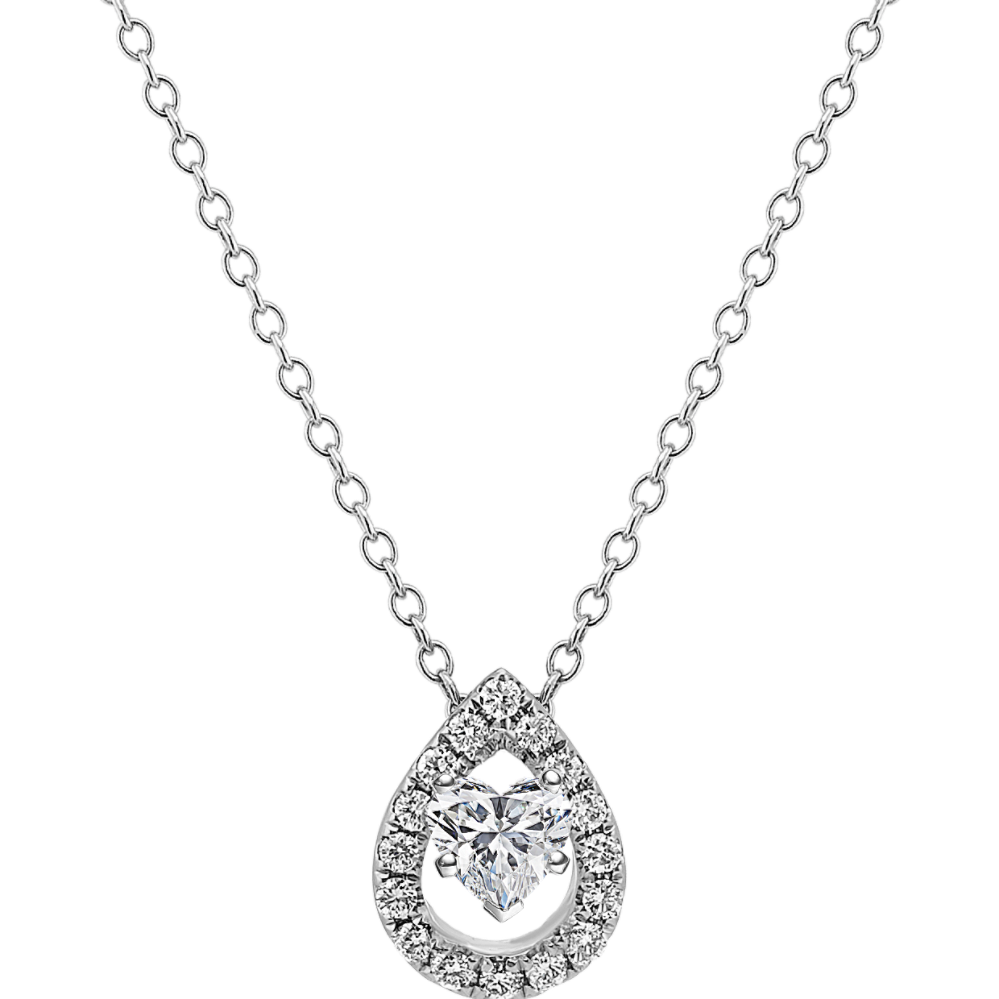 Pear-Shaped 14k White Gold Diamond Pendant (22'')