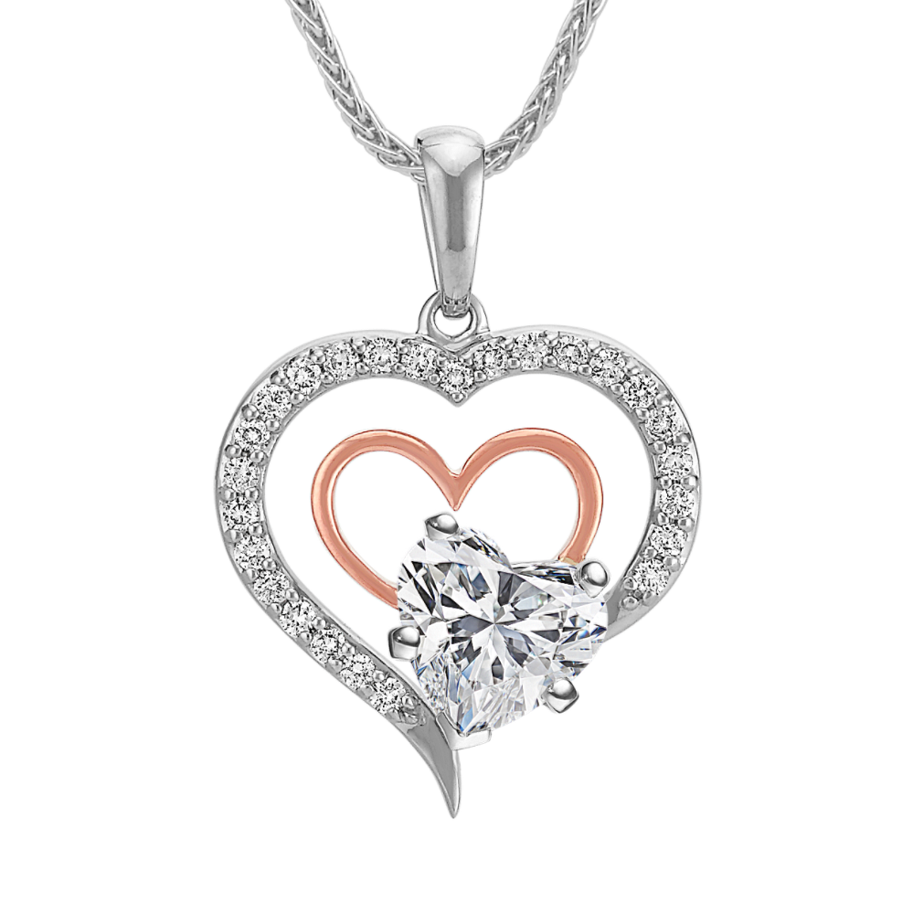 Holding Hearts Diamond Pendant for Heart-Shaped Gemstone (22 in)