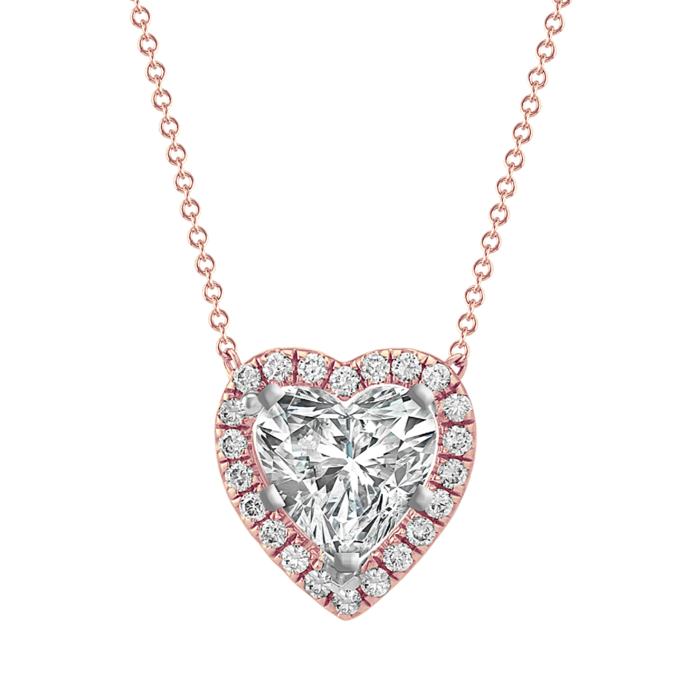 Diamond Pendant of Heart-Shaped Gemstone (22 in)