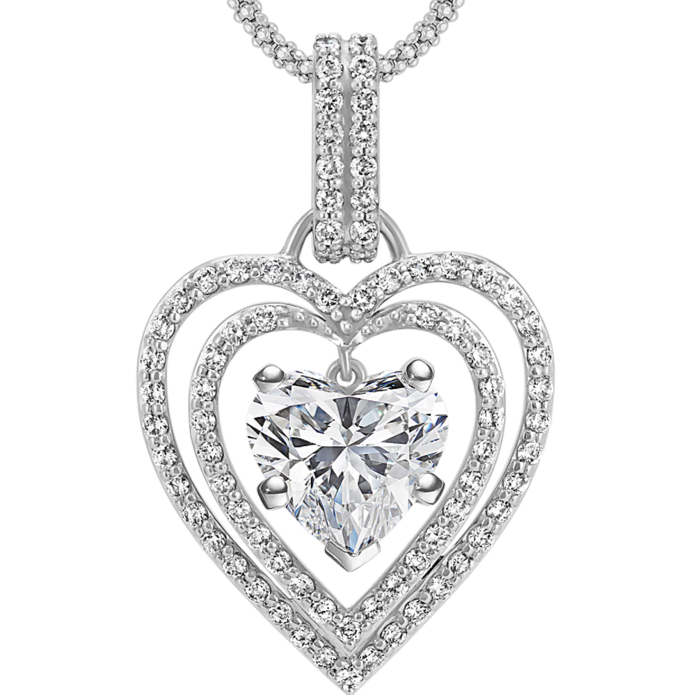 Diamond Heart Pendant for Heart-Shaped Gemstone (22'')