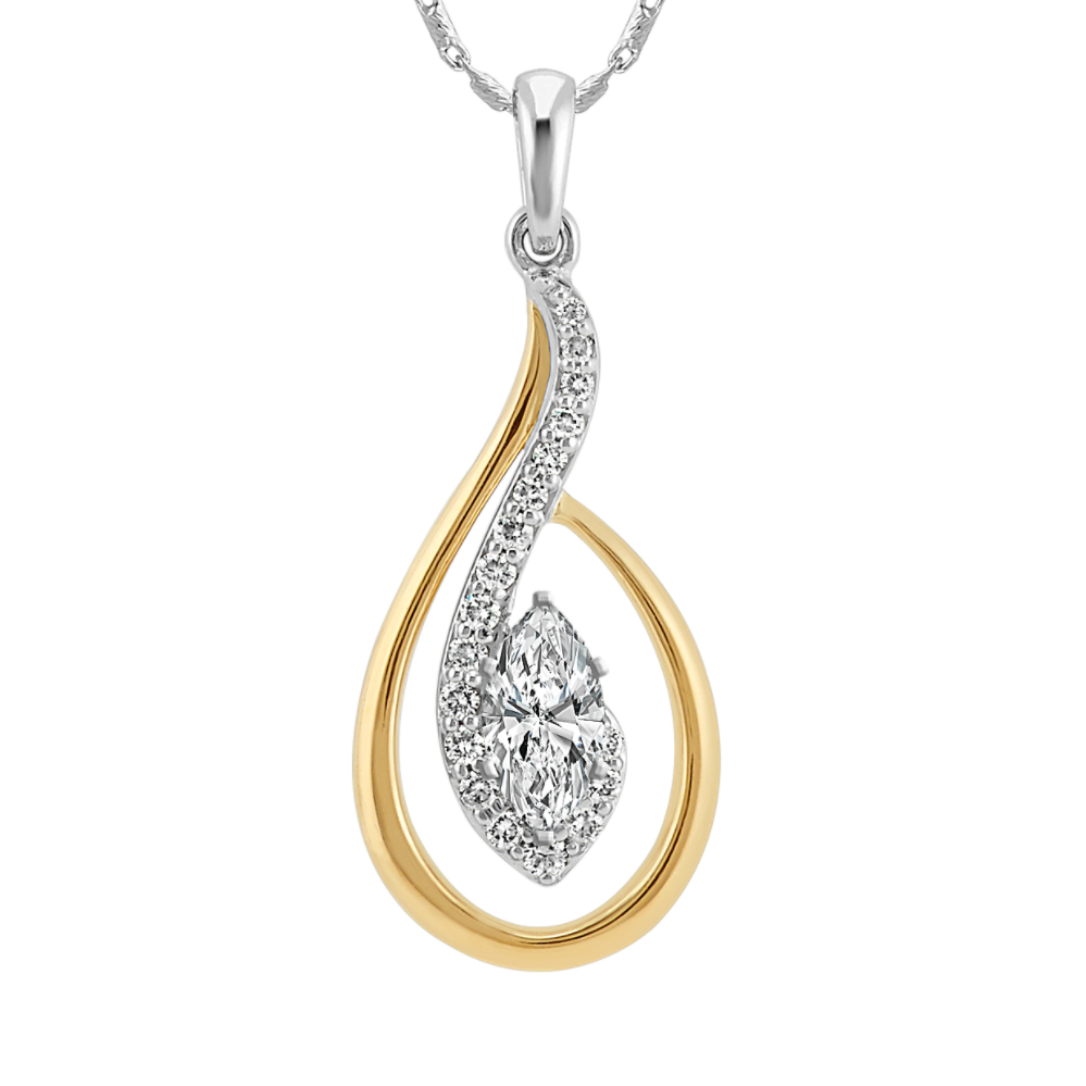 Round Diamond Pendant for Marquise Gemstone (22 in)