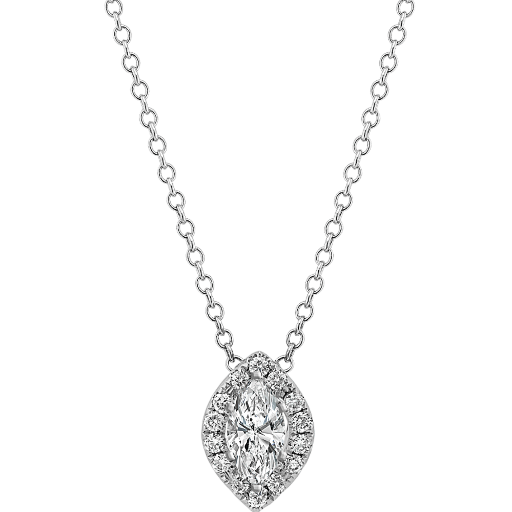 Diamond Halo Pendant for Marquise Gemstone (22 in)