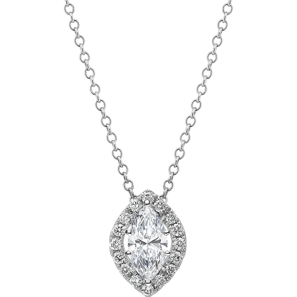 Diamond Marquise Halo Pendant (22'')