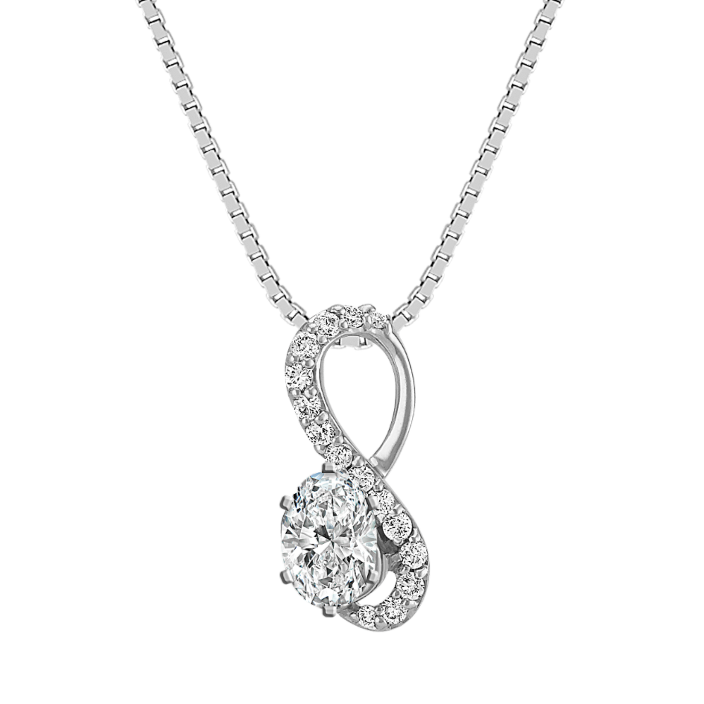 Swirl Figure-Eight Diamond Pendant for Oval Gemstone (22 in)