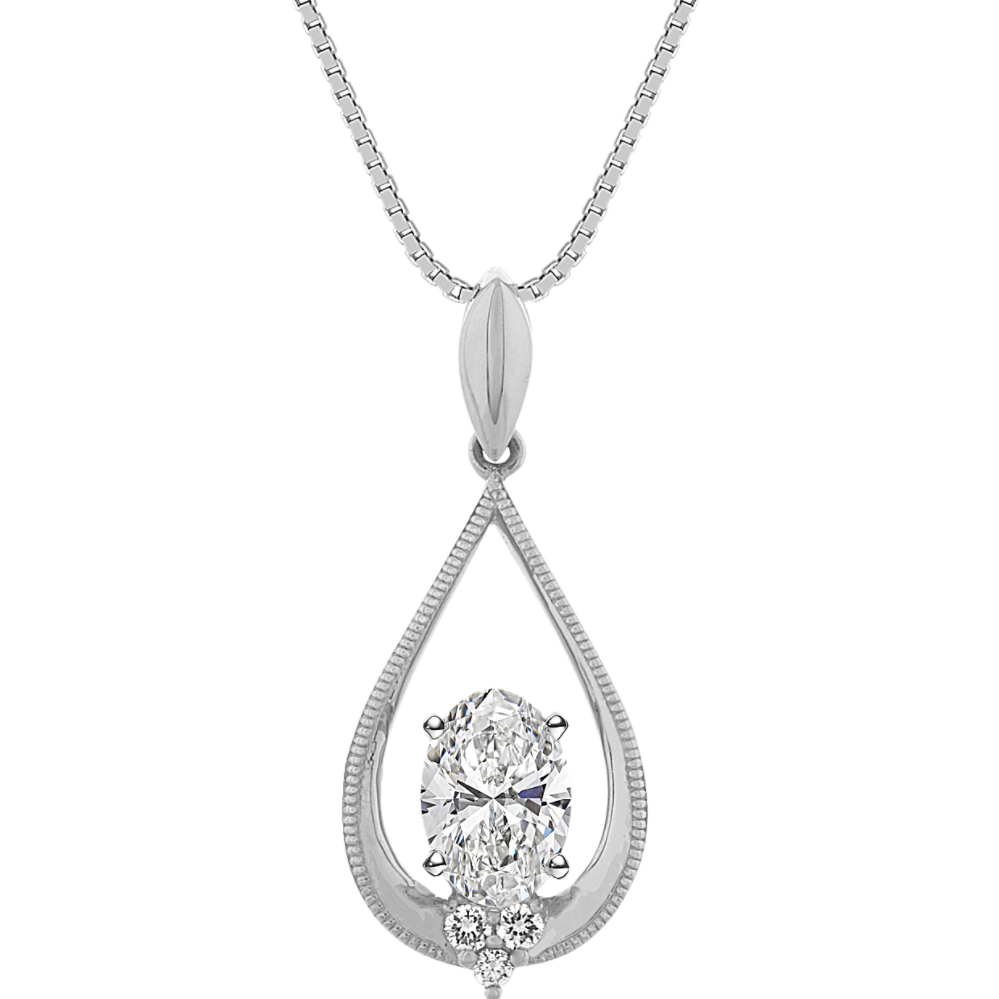 Diamond Accent Pendant in 14K White Gold (18'')