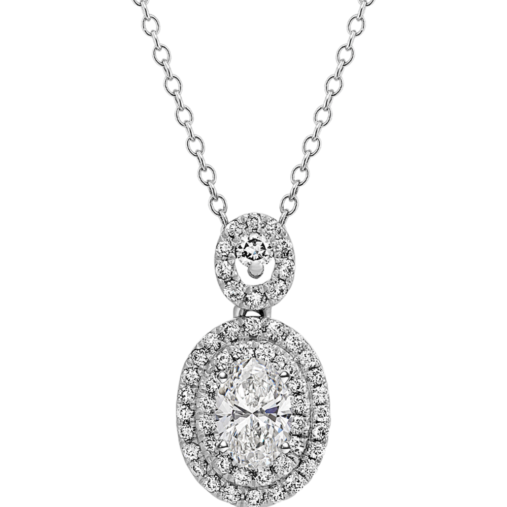 Diamond Dangle Double Halo Pendant (22'')