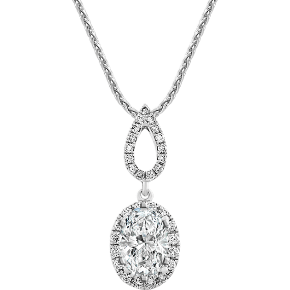 Valora Diamond Dangle Pendant in 14K White Gold (22 in)