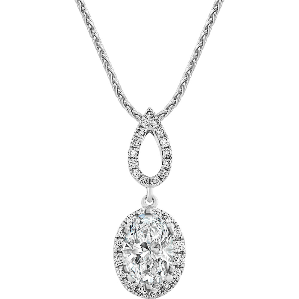 Valora Diamond Dangle Pendant in 14K White Gold (22 in)