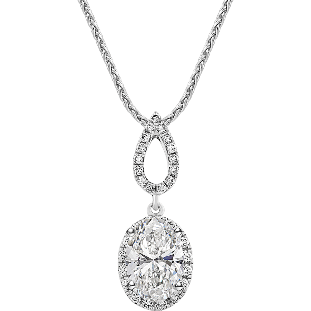 Valora Diamond Dangle Pendant in 14K White Gold (22'')