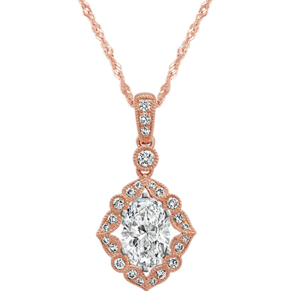 Vintage Diamond Pendant in 14k Rose Gold (20 in)
