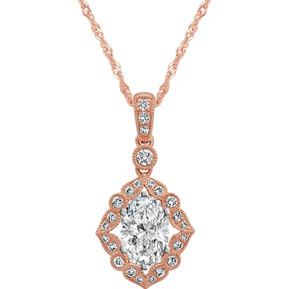 Vintage Diamond Pendant in 14k Rose Gold (20 in)