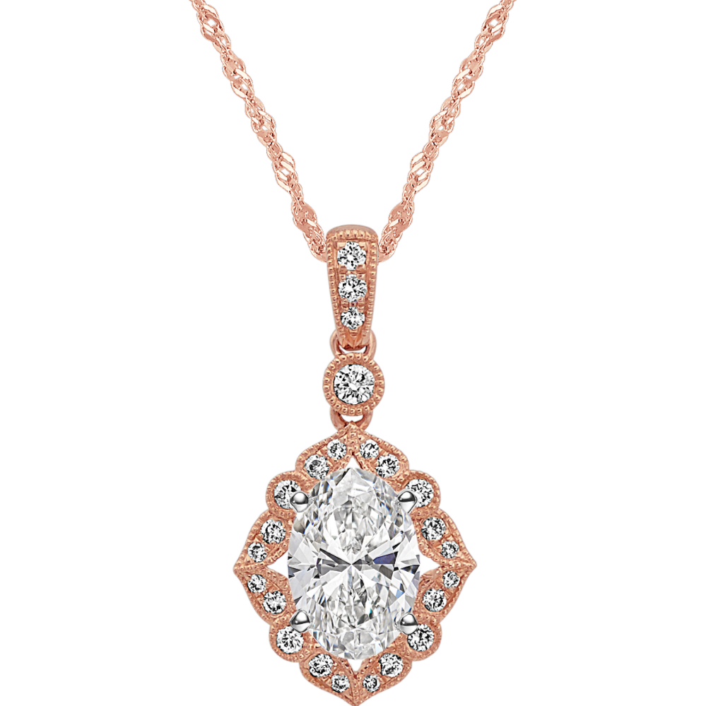 Vintage Diamond Pendant in 14k Rose Gold (20 in)