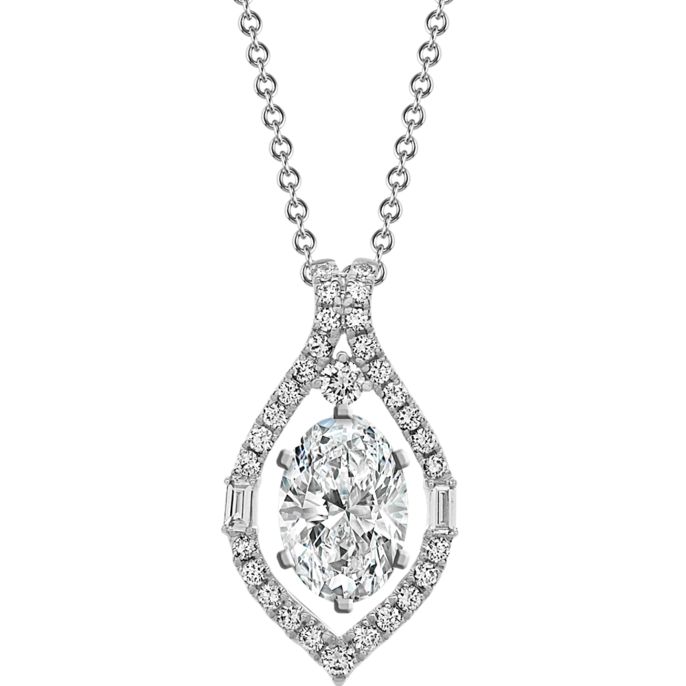 Diamond Pendant in 14K White Gold (24 in)