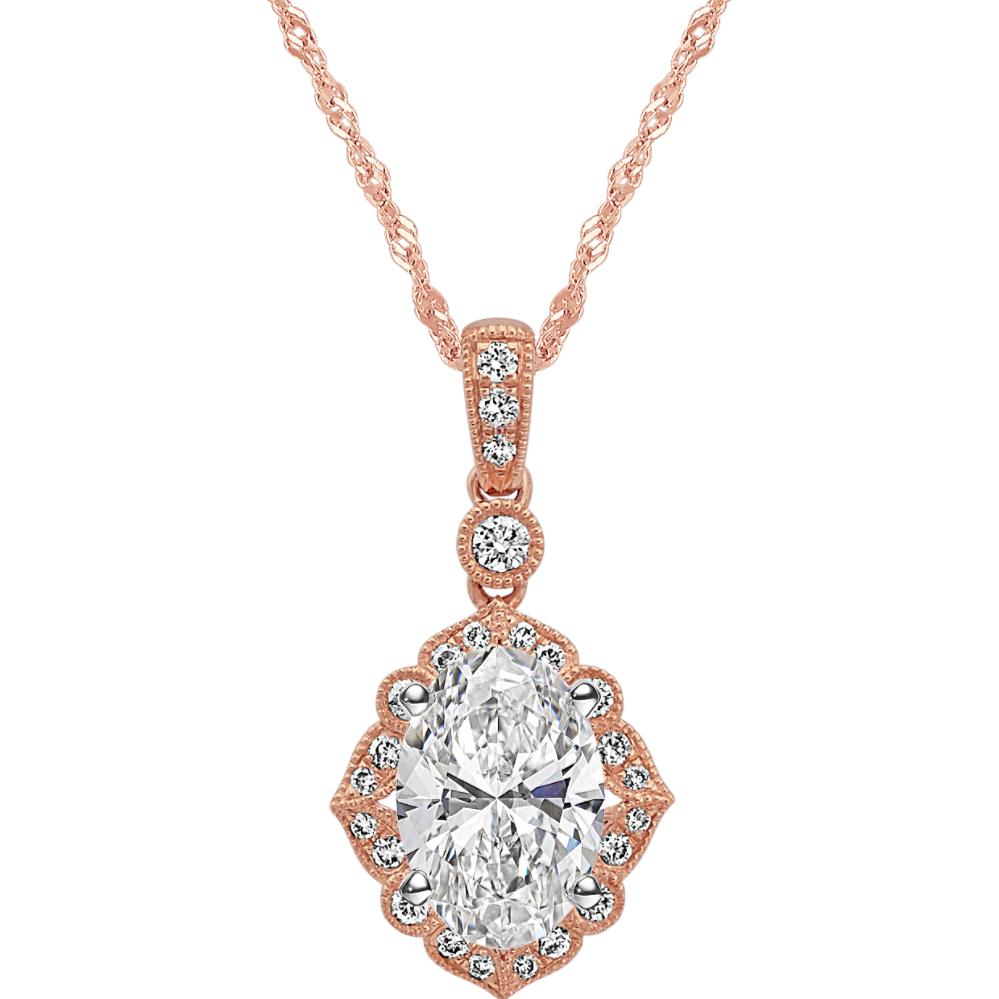 Vintage Diamond Pendant in 14k Rose Gold (20'')