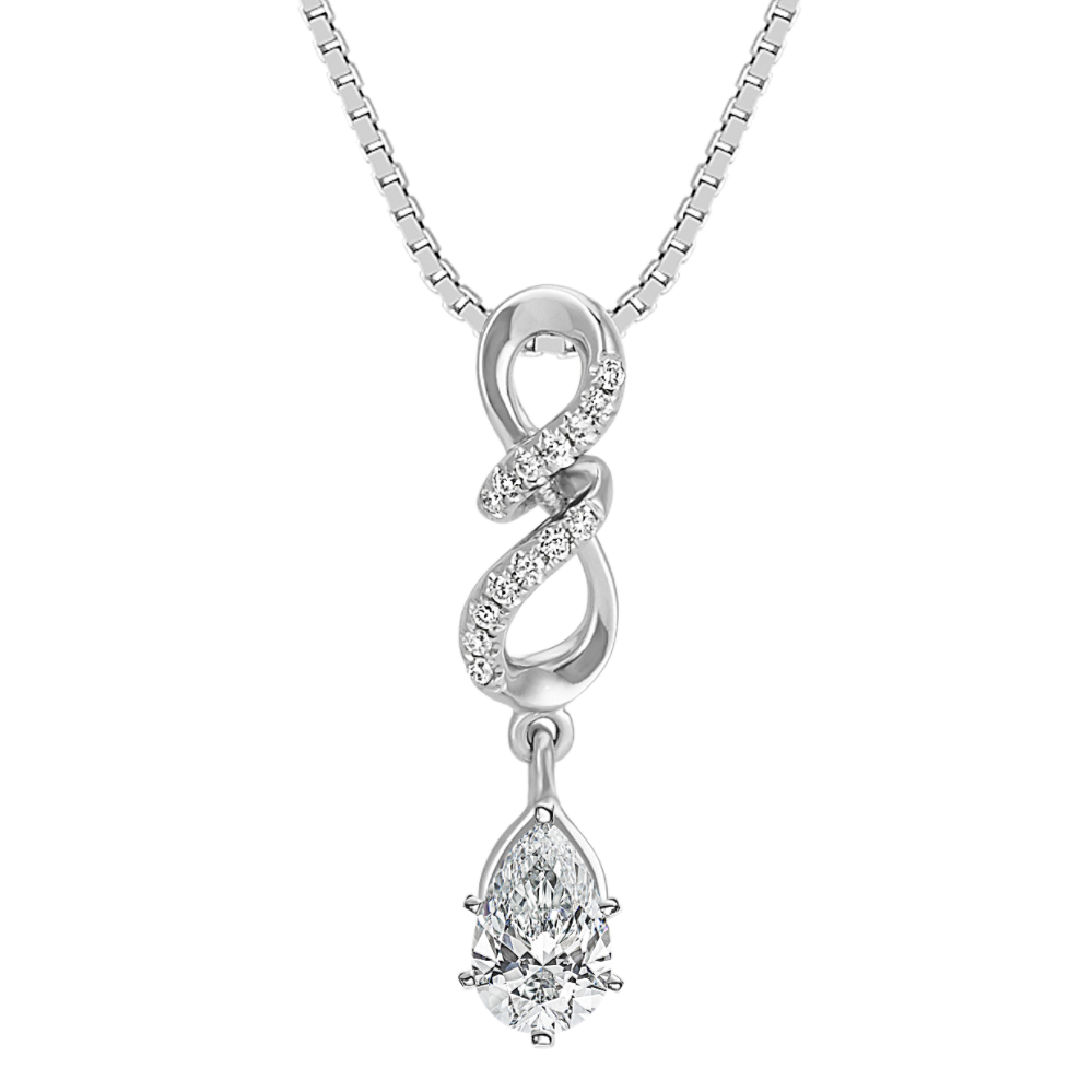Round Diamond Swirl Infinity Pendant (18'')