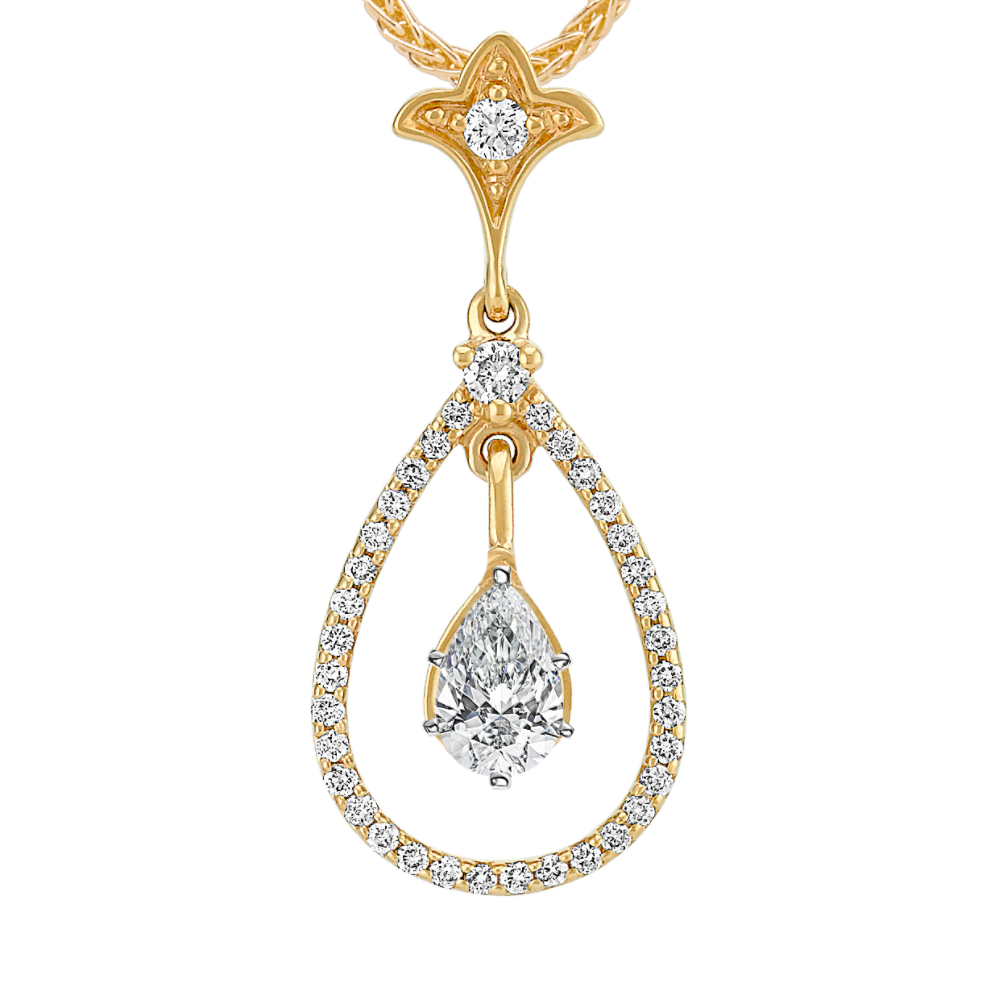 Teardrop Diamond Pendant for Pear-Shaped Gemstone (22'')