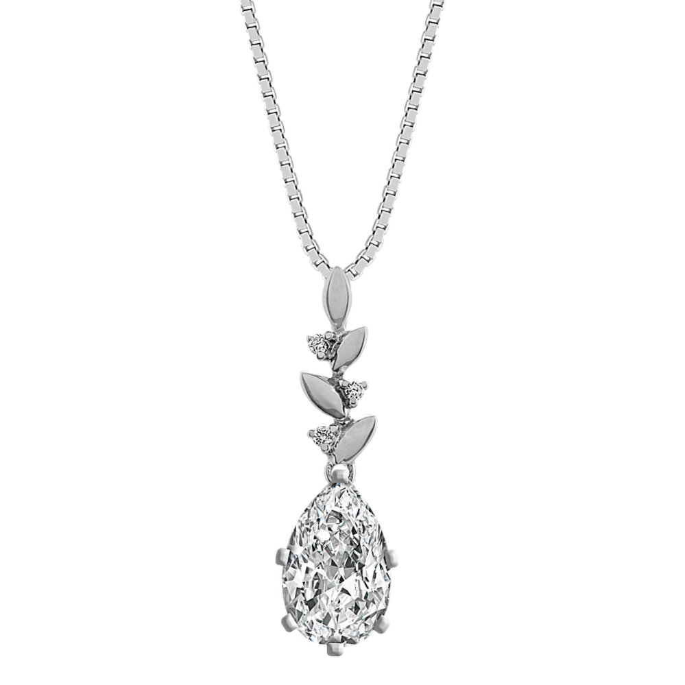 Diamond Accented Garland Pendant in 14k White Gold (18 in)