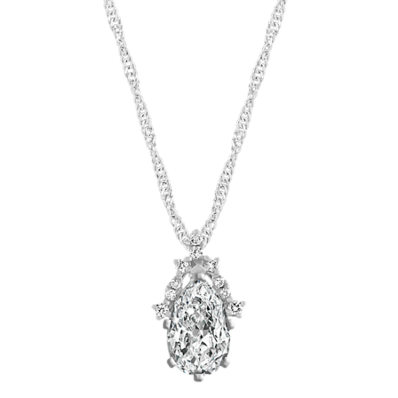 Sugarplum Diamond Dangle Pendant in 14k White Gold (18 in)