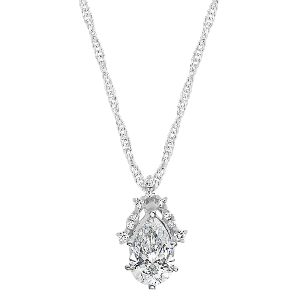 Sugarplum Diamond Dangle Pendant in 14k White Gold (18'')