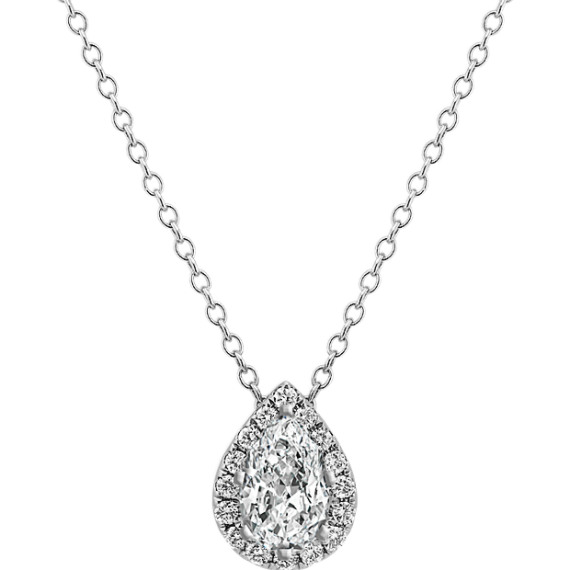Pear-Shaped 14k White Gold Diamond Pendant (22 in)