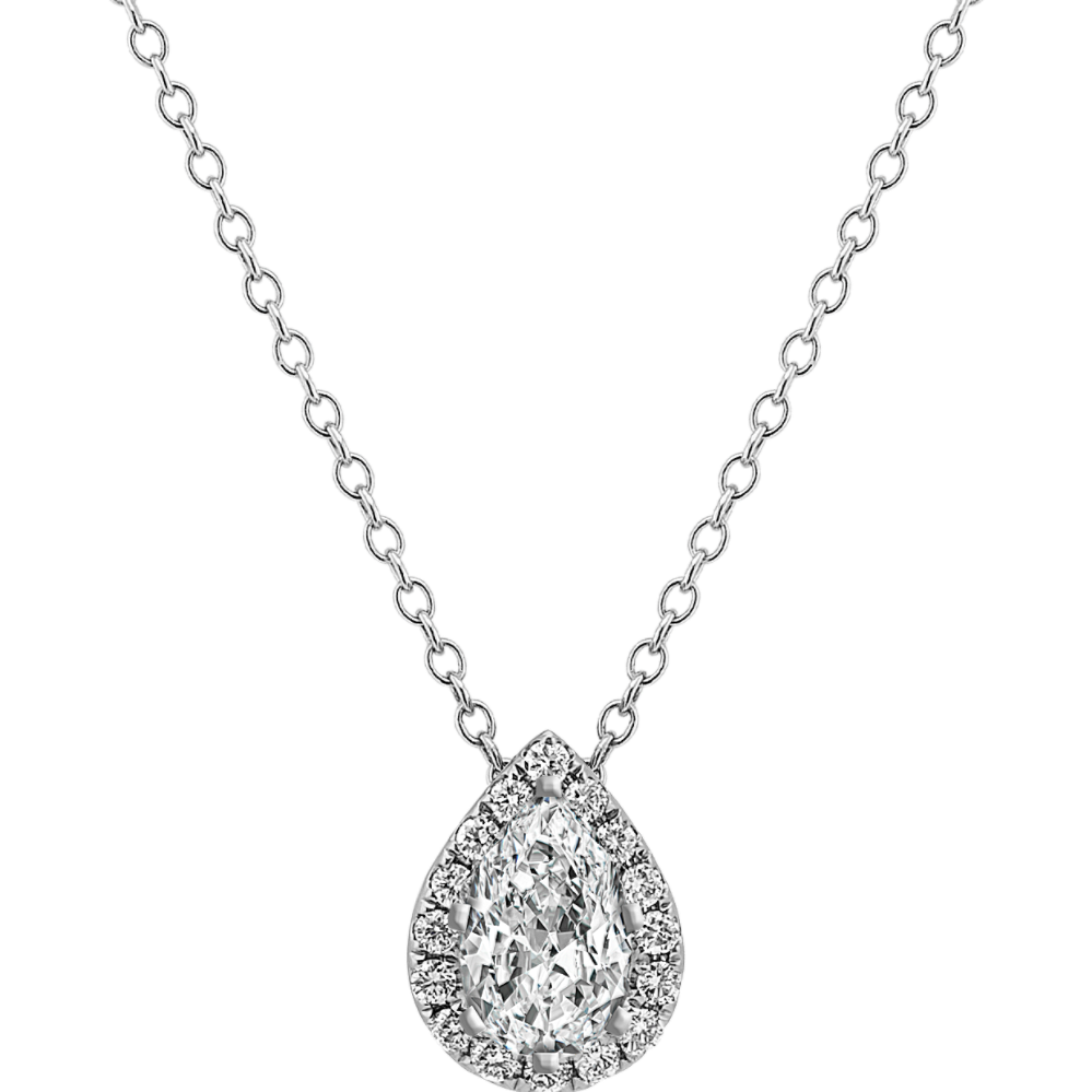 Pear-Shaped 14k White Gold Diamond Pendant (22 in)