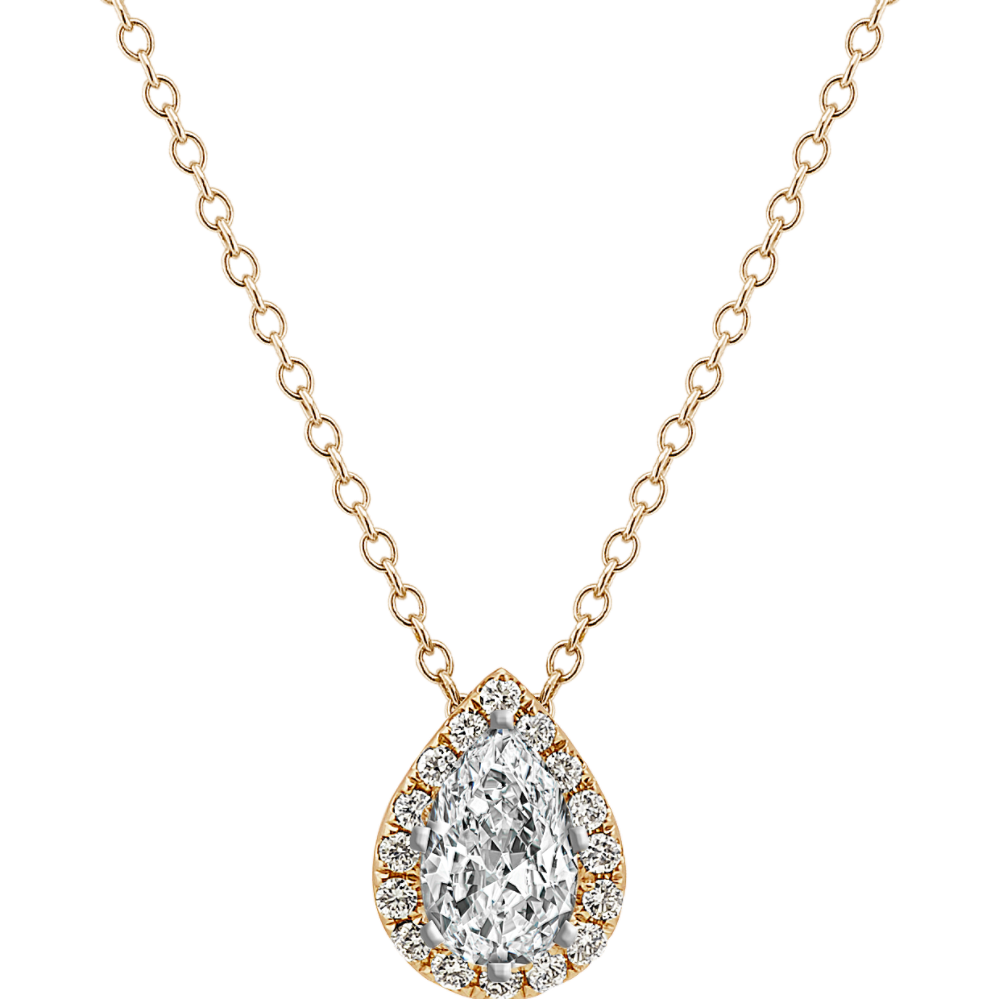 Pear-Shaped 14k Yellow Gold Diamond Pendant (22 in)