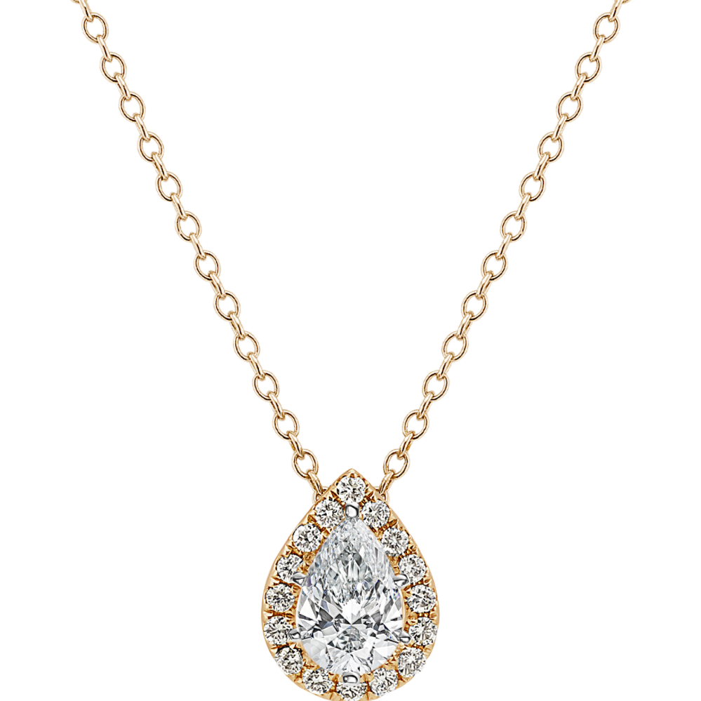 Pear-Shaped 14k Yellow Gold Diamond Pendant (22'')