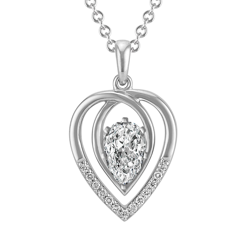 Swirl Pendant with Diamond Accent for Pear-Shaped Gemstone (22 in)