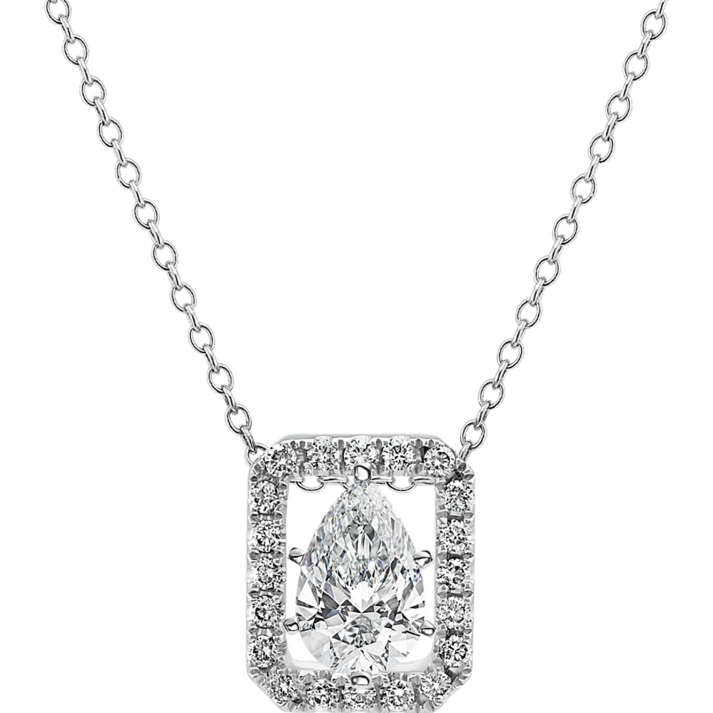 Emerald Shaped Diamond Pendant (22'')