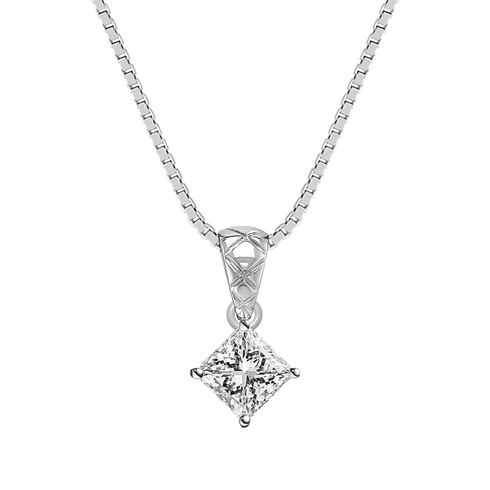 14k White Gold Pendant (18'')
