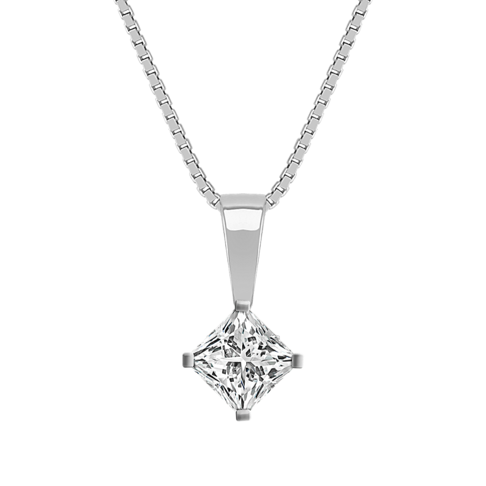 Solitaire Pendant for Princess Cut Gemstone (18 in)