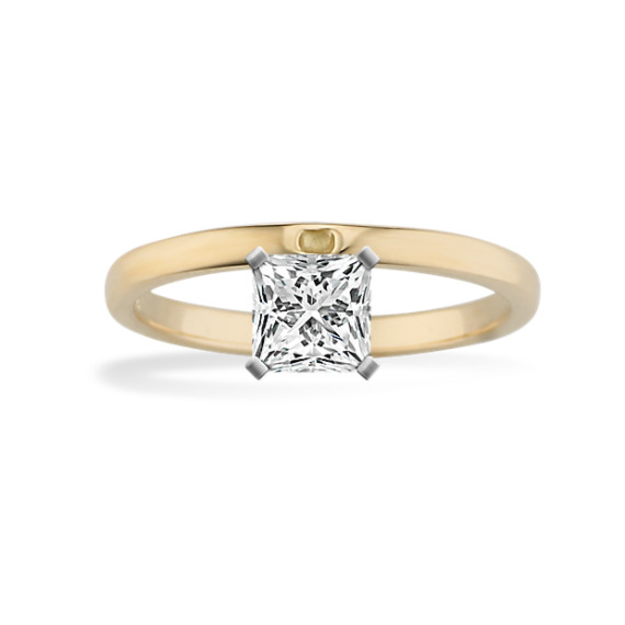 14k Yellow Gold Engagement Ring with Princess Cut Diamond