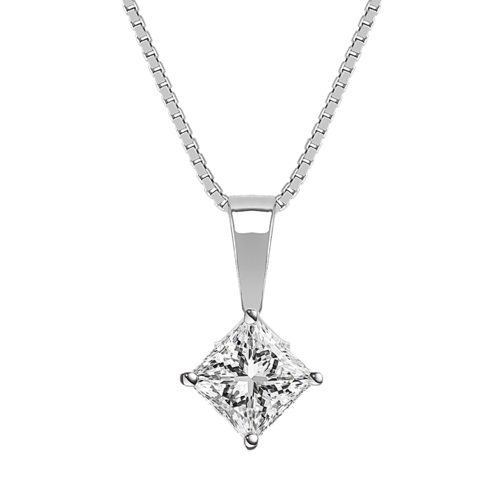 Solitaire Pendant for 1.00 Carat Princess Cut Gemstone (18'')
