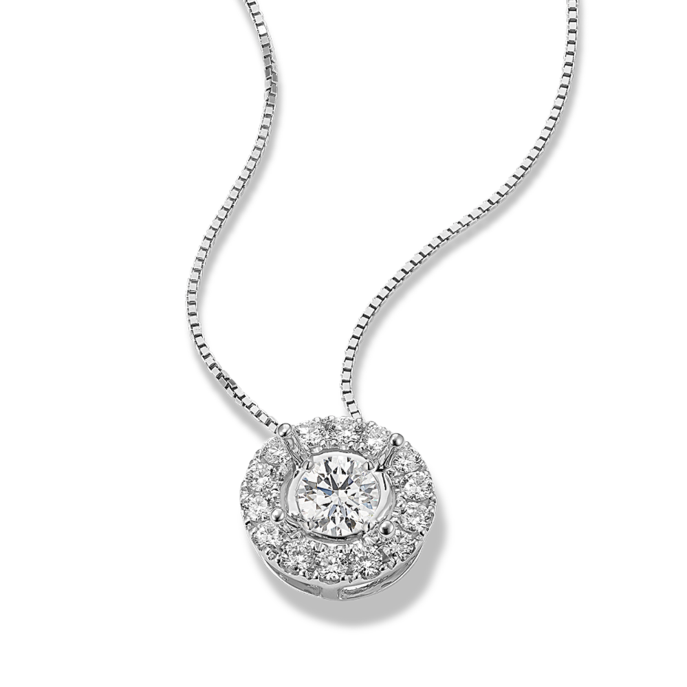 Leda Pick-Your-Gem Halo Pendant (6.5mm Round)