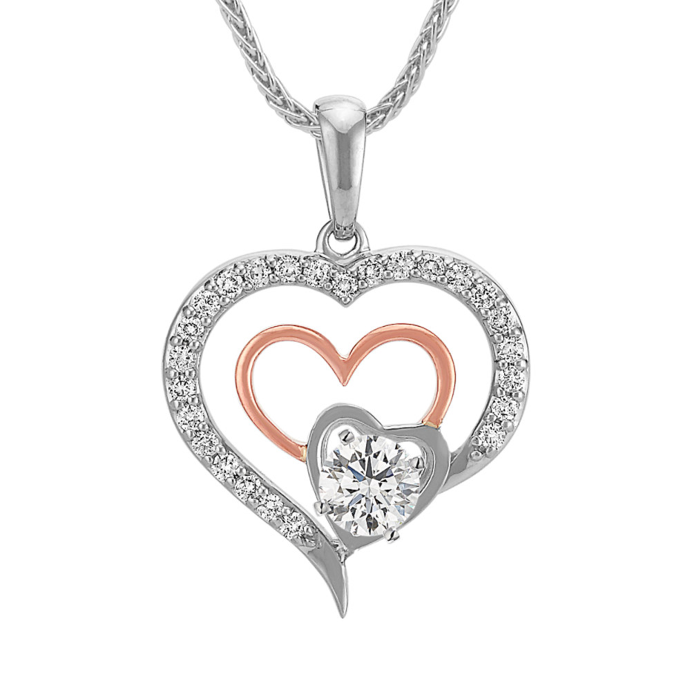 Holding Hearts Diamond Pendant for Heart-Shaped Gemstone (22 in)