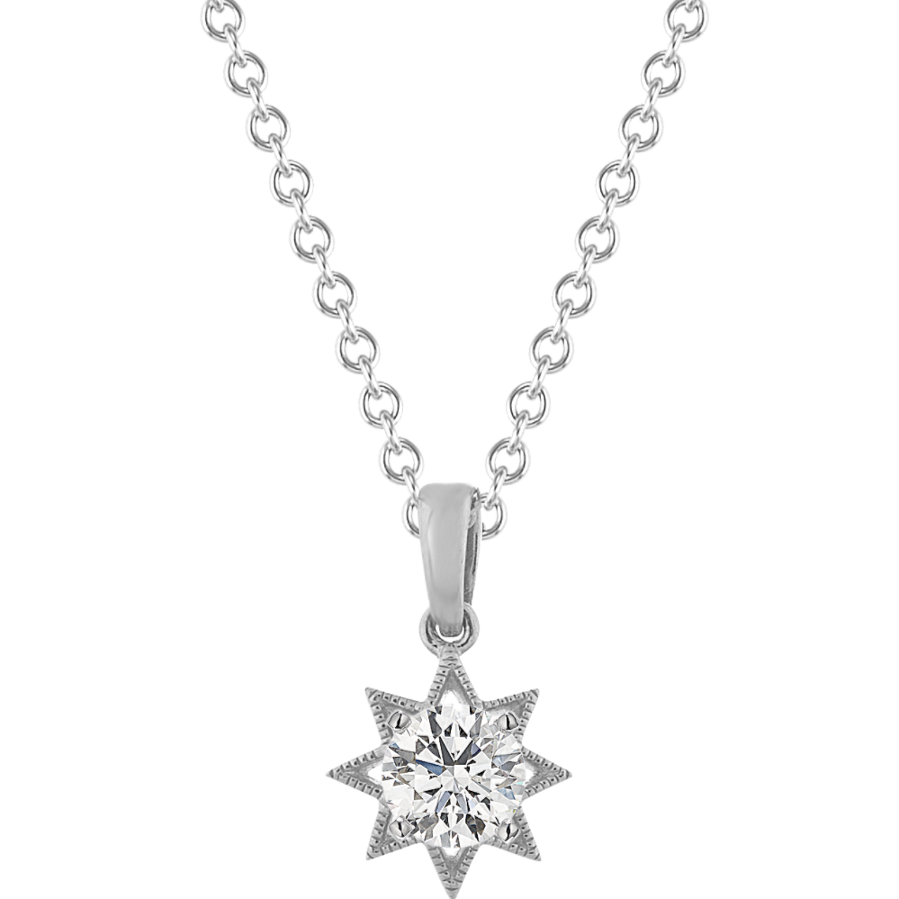 Pick-Your-Gem Star Pendant in 14K White Gold (18'')