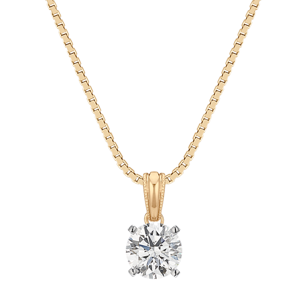 14k Yellow Gold Pendant with Round Basket to hold .33 ct. (18'')