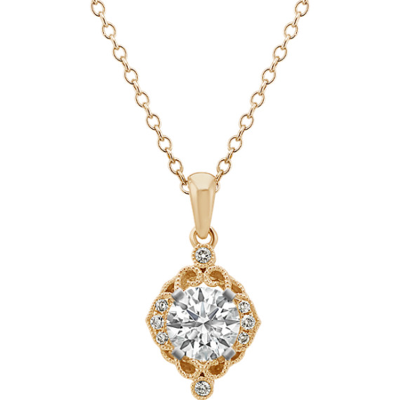 Vintage Diamond Pendant in 14k Rose Gold (22 in) | Shane Co.