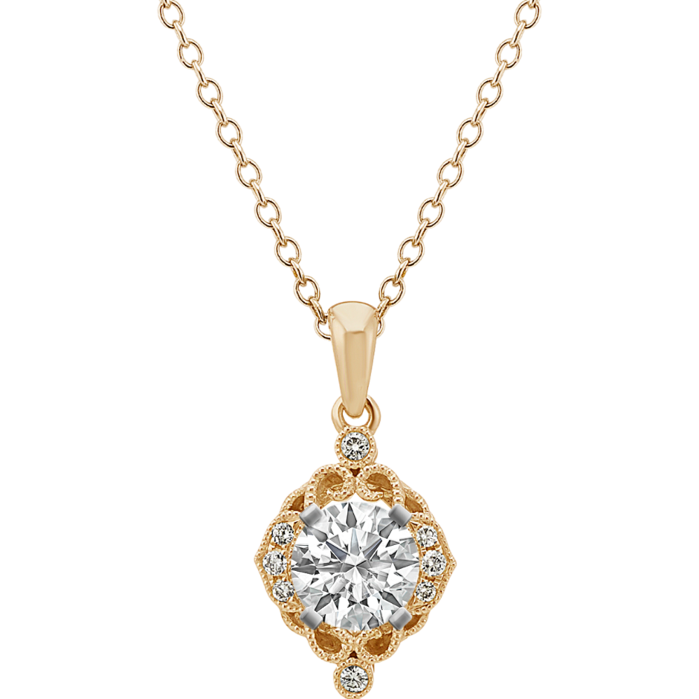 Vintage Diamond Pendant in 14k Yellow Gold (22 in)