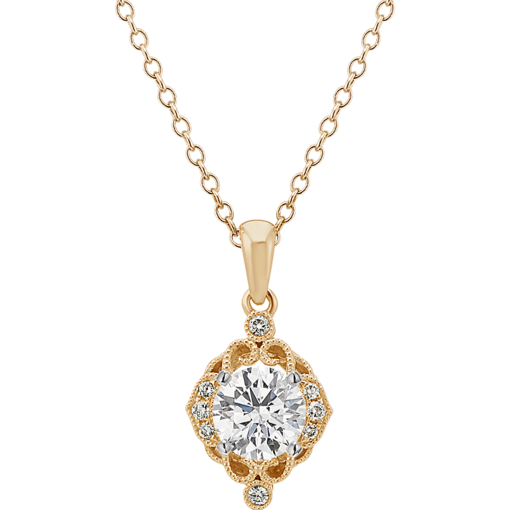 Vintage Diamond Pendant in 14k Yellow Gold (22'')