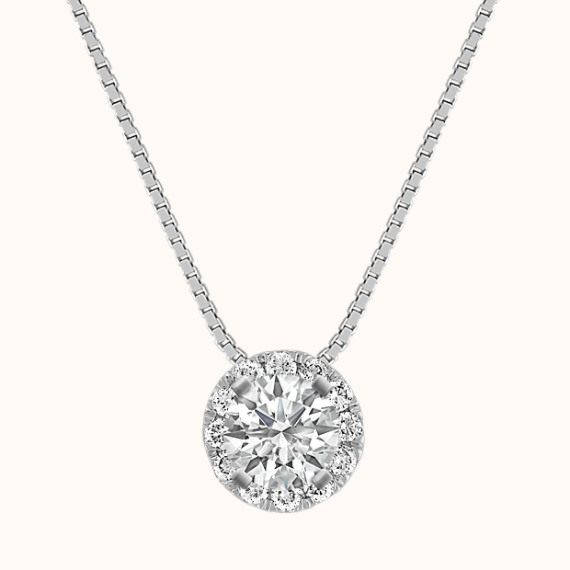 Round Diamond Halo Pendant With Pave Setting 18 In Shane Co - Diamond Halo Pendant Setting Only