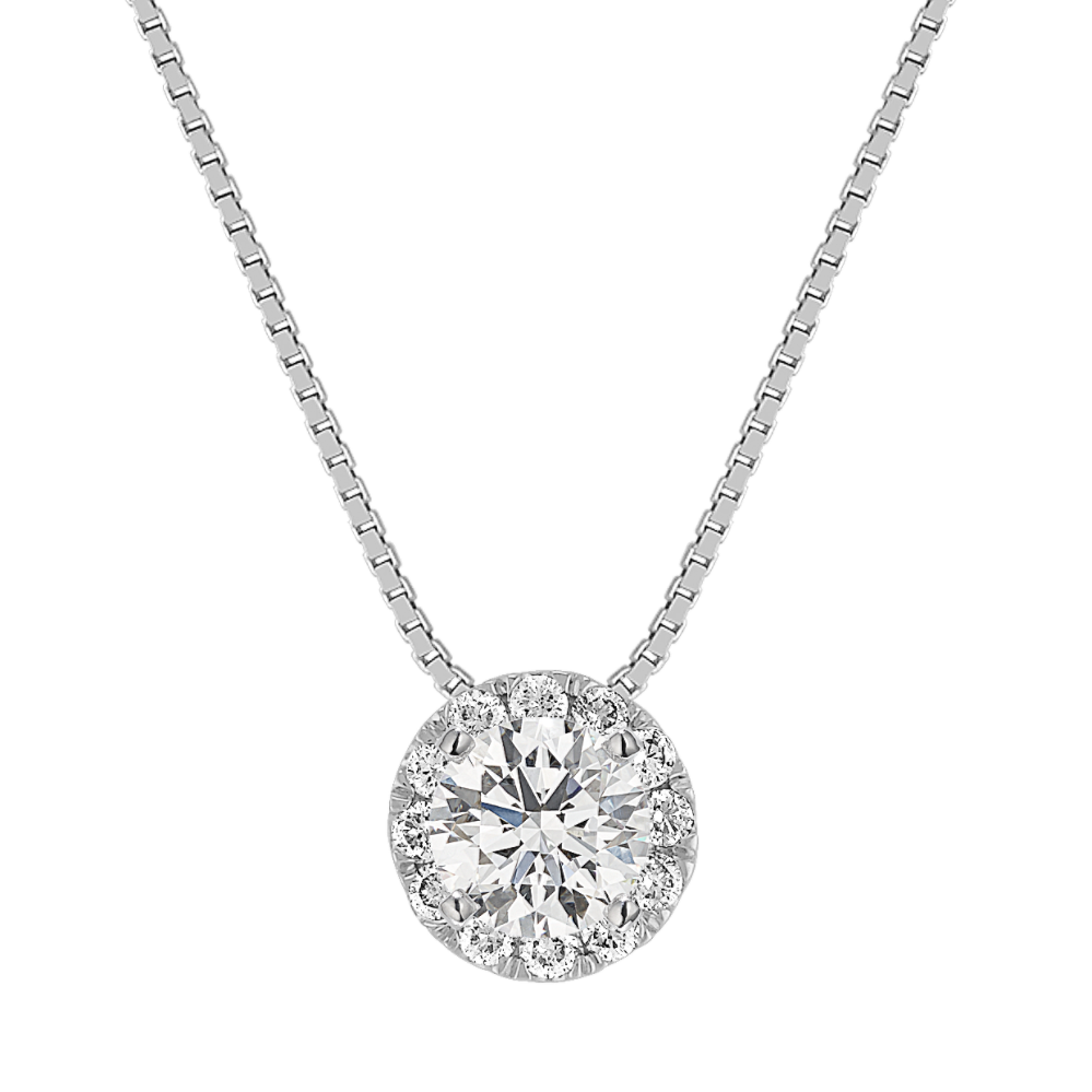 Leda Pick-Your-Gem Halo Pendant (5mm Round)