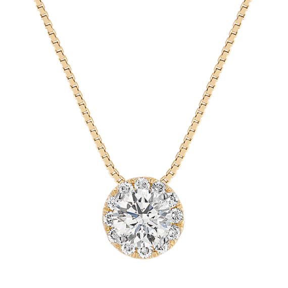 Leda Pick-Your-Gem Halo Pendant (5mm Round)