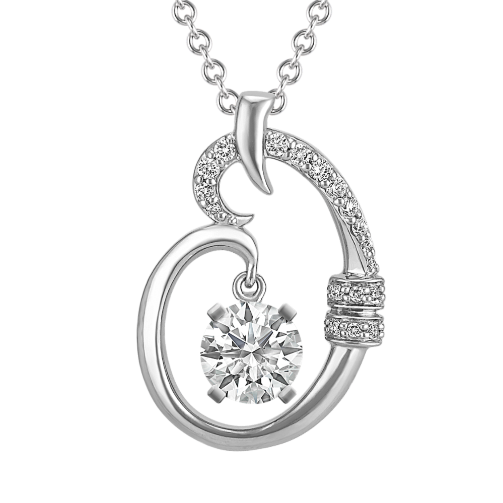 Diamond Pendant with Pave-Setting for Round Gemstone (22 in)