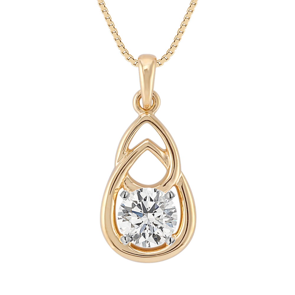 14k Yellow Gold Teardrop Pendant (18 in) Shane Co.